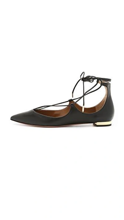 Shop Aquazzura Christy Flats In Black