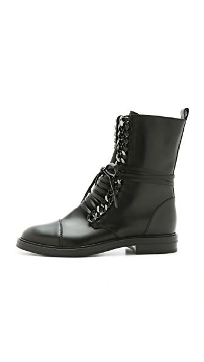 Shop Casadei Leather & Chain Combat Boots In Black
