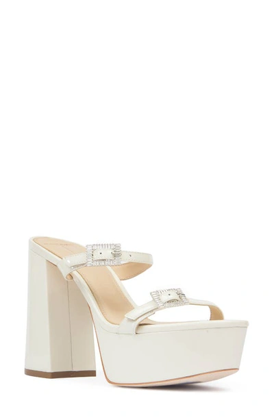 Black Suede Studio Elsie Platform Sandal In Cream