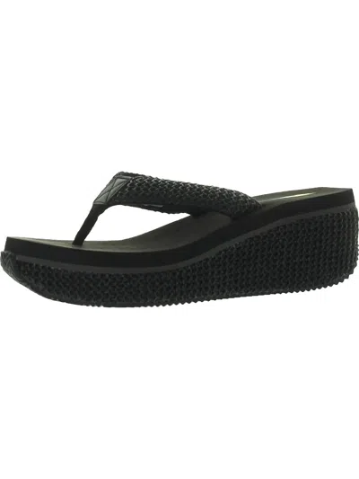 Shop Volatile Island Womens Slip On Slides Wedge Sandals In Black