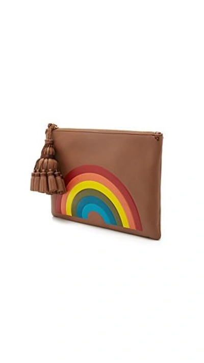 Shop Anya Hindmarch Rainbow Georgiana Clutch In Caramel