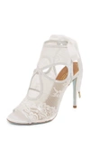 Aquazzura Sexy Thing Bridal 105 Lace And Leather Heeled Sandals In White