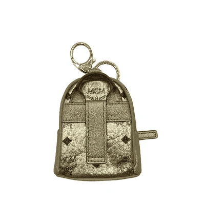 Shop Mcm Women's Berlin Gold Visetos Crossbody Mini Bag Charm Key Ring