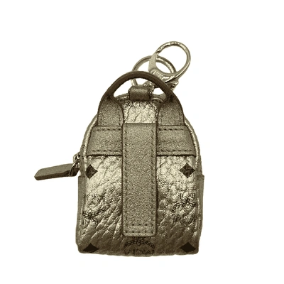 Shop Mcm Women's Berlin Gold Visetos Crossbody Mini Bag Charm Key Ring