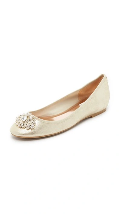 Badgley Mischka Bianca Embellished Ballet Flat In Platino