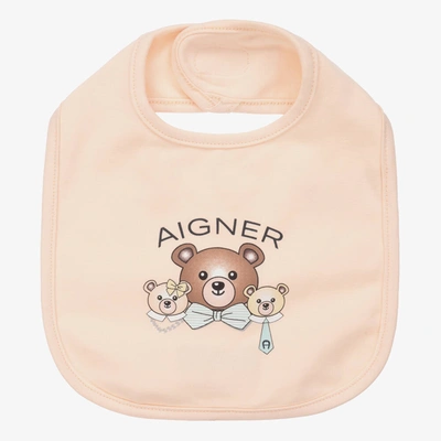 Shop Aigner Baby Girls Pink Pima Cotton Logo Bib