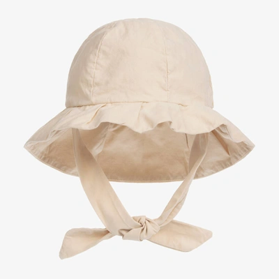 Shop Donsje Baby Girls Beige Organic Cotton Sun Hat