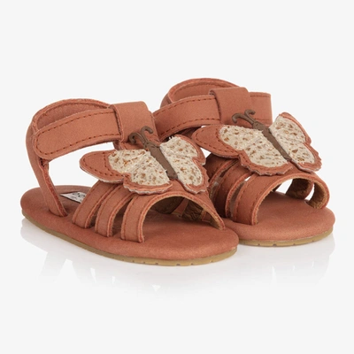 Shop Donsje Baby Girls Brown Butterfly Leather Sandals