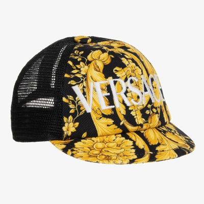 Shop Versace Black & Gold Barocco Cap