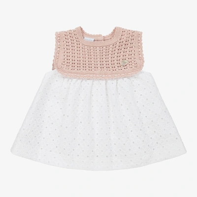 Shop Artesania Granlei Girls Pink & White Knit Dress