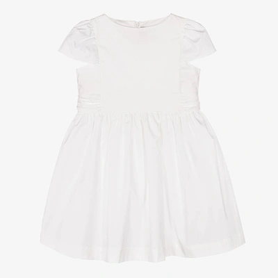 Shop Il Gufo Girls White Cotton Poplin Dress