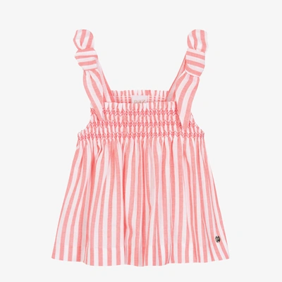 Shop Paz Rodriguez Girls Pink Striped Cotton Top
