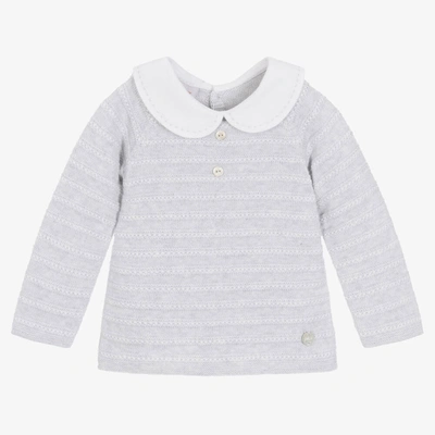 Shop Paz Rodriguez Baby Boys Grey Knitted Sweater