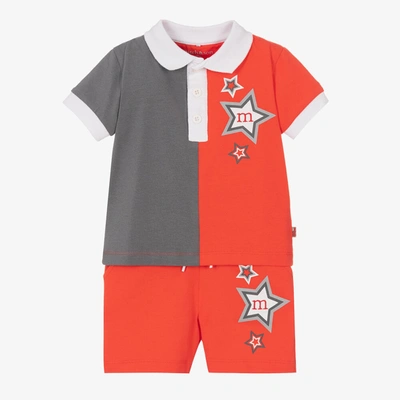 Shop Mitch & Son Boys Red & Grey Logo Shorts Set