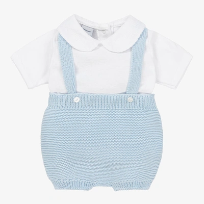 Shop Babidu Baby White & Blue Shorts Set