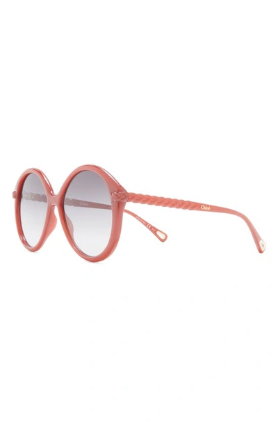 Shop Chloé 58mm Round Sunglasses In Orange Orange Grey