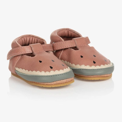 Shop Donsje Girls Pink Leather Watermelon Pre-walkers