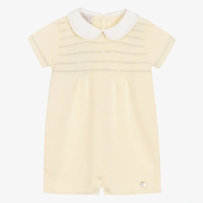 Shop Paz Rodriguez Yellow Knitted Cotton Baby Shortie