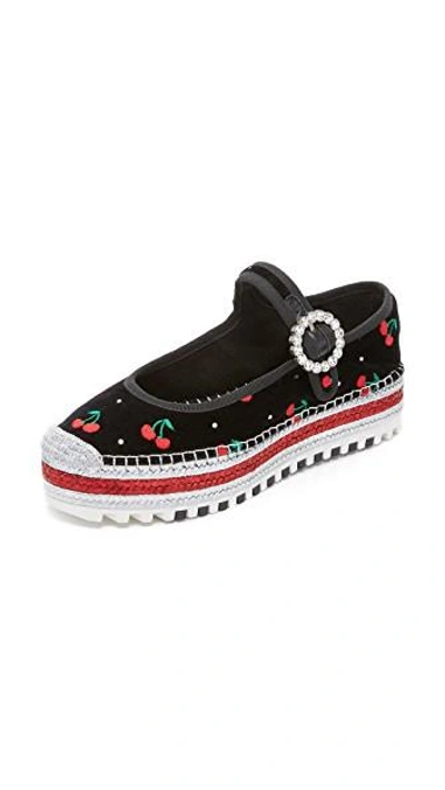 Shop Marc By Marc Jacobs Suzi Cherry Mary Jane Espadrilles In Black