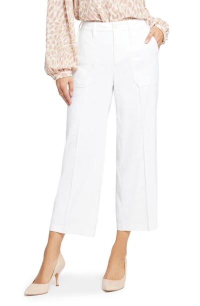 Shop Nydj Linen Blend Crop Wide Leg Pants In Optic White