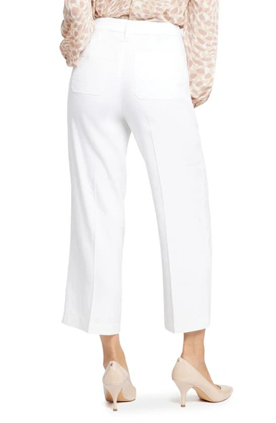 Shop Nydj Linen Blend Crop Wide Leg Pants In Optic White