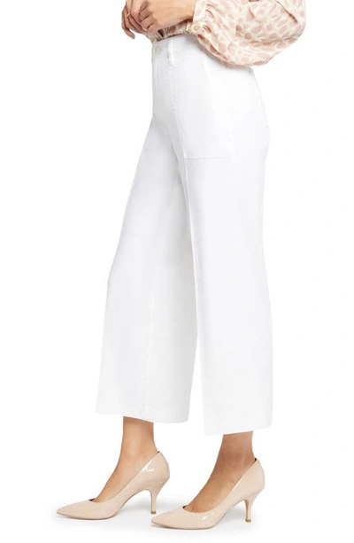 Shop Nydj Linen Blend Crop Wide Leg Pants In Optic White