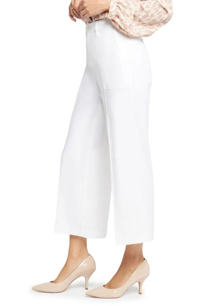 Nydj Linen Blend Crop Wide Leg Pants In Optic White