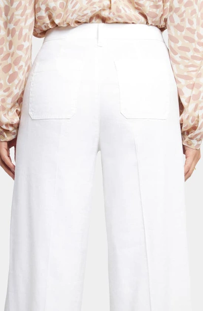 Shop Nydj Linen Blend Crop Wide Leg Pants In Optic White