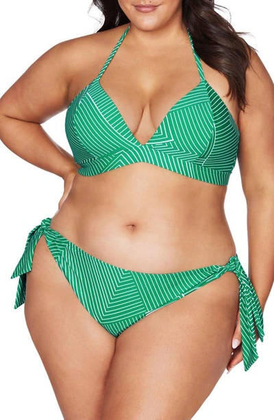 Shop Artesands Linear Perspective Klee Triangle Bikini Top In Green