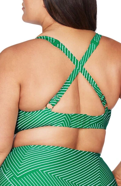 Shop Artesands Linear Perspective Monet D- & Dd-cup Underwire Bikini Top In Green
