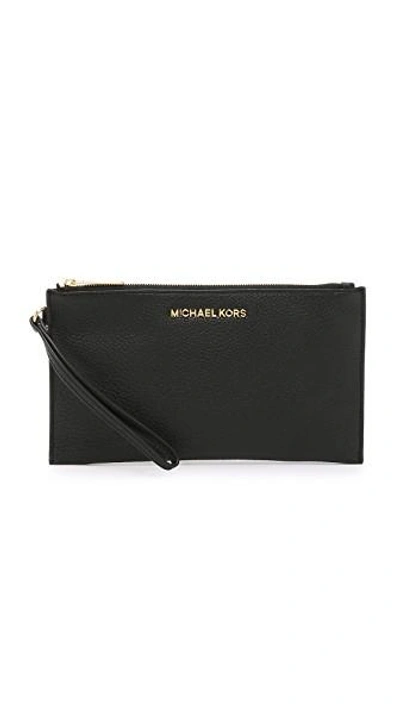 Shop Michael Michael Kors Bedford Large Zip Clutch In Black