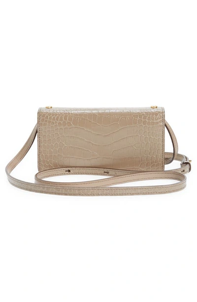 Shop Tom Ford Mini Croc Embossed Leather Crossbody Bag In Warm Taupe