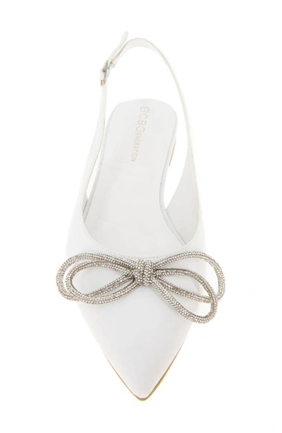 Shop Bcbgeneration Kristin Pointed Toe Slingback Mule In Bright White Neoprene