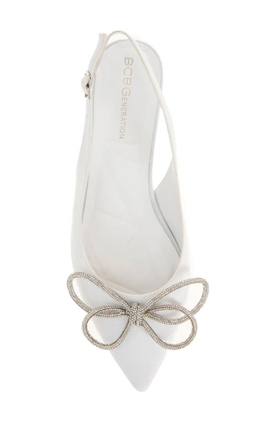 Shop Bcbgeneration Kristin Pointed Toe Slingback Mule In Bright White Neoprene