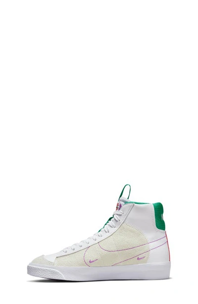 Shop Nike Kids' Blazer Mid '77 Se Sneaker In White/ Green/ Red/ Fuchsia