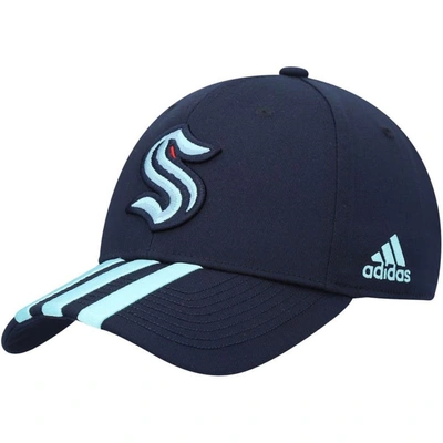 Shop Adidas Originals Adidas Navy Seattle Kraken Locker Room Primegreen Three Stripe Adjustable Hat