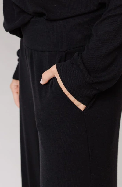 Cozy Earth Rib Knit Pajama Pants In Black