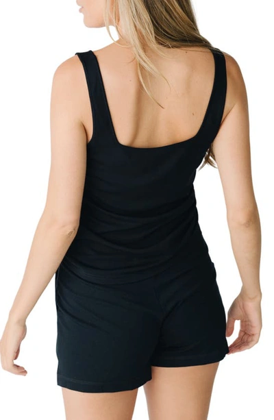 Cozy Earth Ultrasoft Square Neck Pajama Top In Black