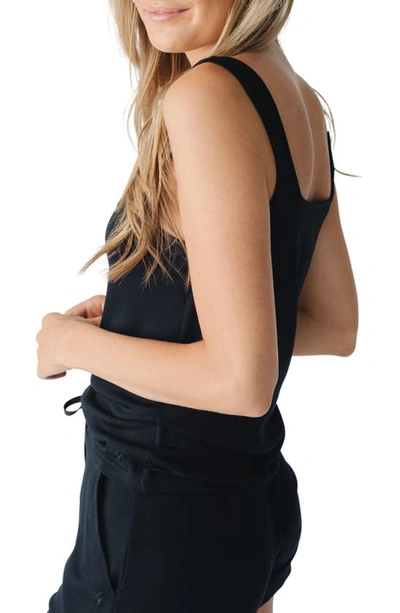 Cozy Earth Ultrasoft Square Neck Pajama Top In Black