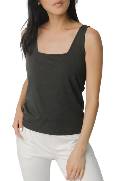 Shop Cozy Earth Ultrasoft Square Neck Pajama Top In Charcoal