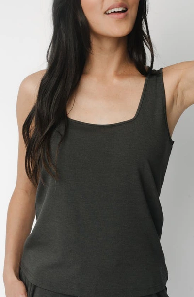 Cozy Earth Ultrasoft Square Neck Pajama Top In Charcoal