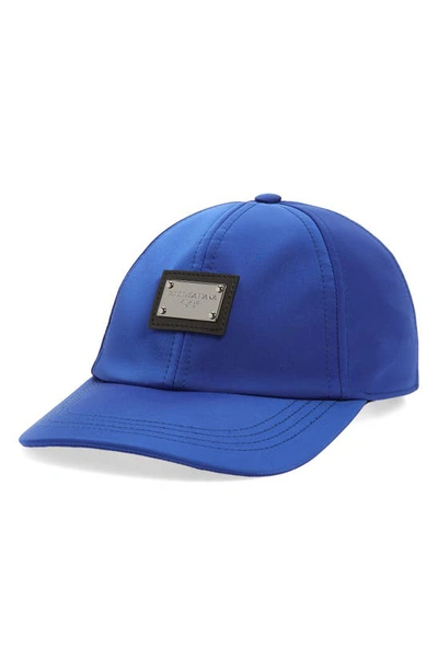 Shop Dolce & Gabbana Logo Plaque Baseball Cap In Bright Blu