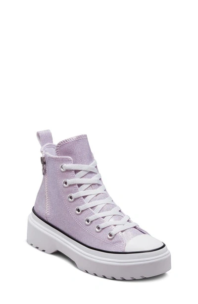 Shop Converse Kids' Chuck Taylor® All Star® Glitter Lugged Sneaker In Vapor Violet/ White/ Black