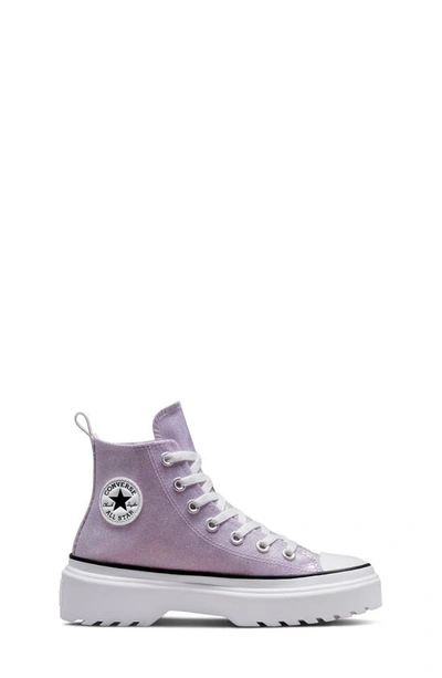 Shop Converse Kids' Chuck Taylor® All Star® Glitter Lugged Sneaker In Vapor Violet/ White/ Black