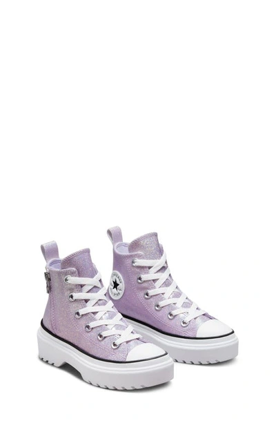 Shop Converse Kids' Chuck Taylor® All Star® Glitter Lugged Sneaker In Vapor Violet/ White/ Black