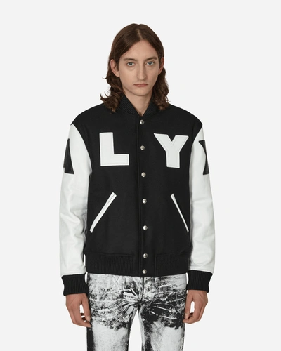 Shop Alyx Leather Patch Logo Varsity Jacket Black In Multicolor