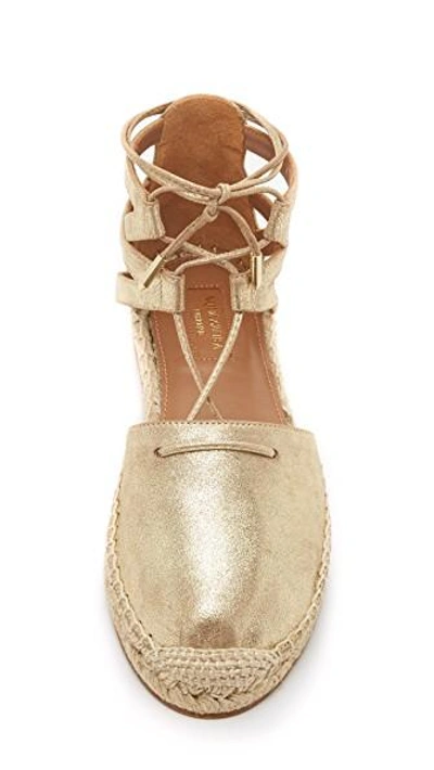 Shop Aquazzura Belgravia Flat Espadrilles In Light Gold