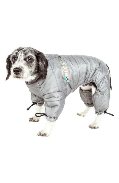 Shop Pet Life Helios Thunder Crackle Full Body Reflective Jacket In Grey