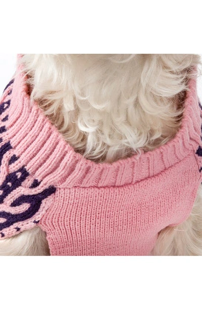 Pet Life Harmonious Dual Weave Sweater In Pink And Navy Blue