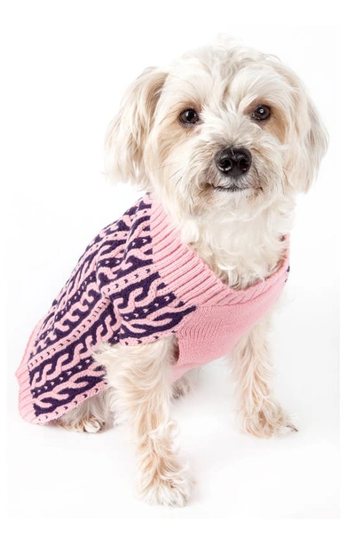 Pet Life Harmonious Dual Weave Sweater In Pink And Navy Blue